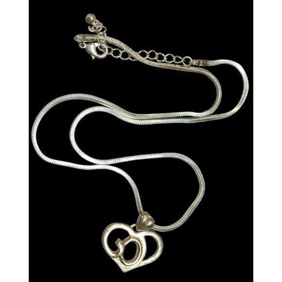 Classic Religious God Heart Pendant Necklace Marked SJ - Picture 1 of 6